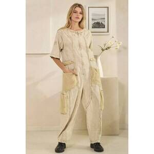 NEW OLI & HALI washed short-sleeved jumpsuit in taupe